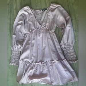 Blush pink long sleeve ruffle dress